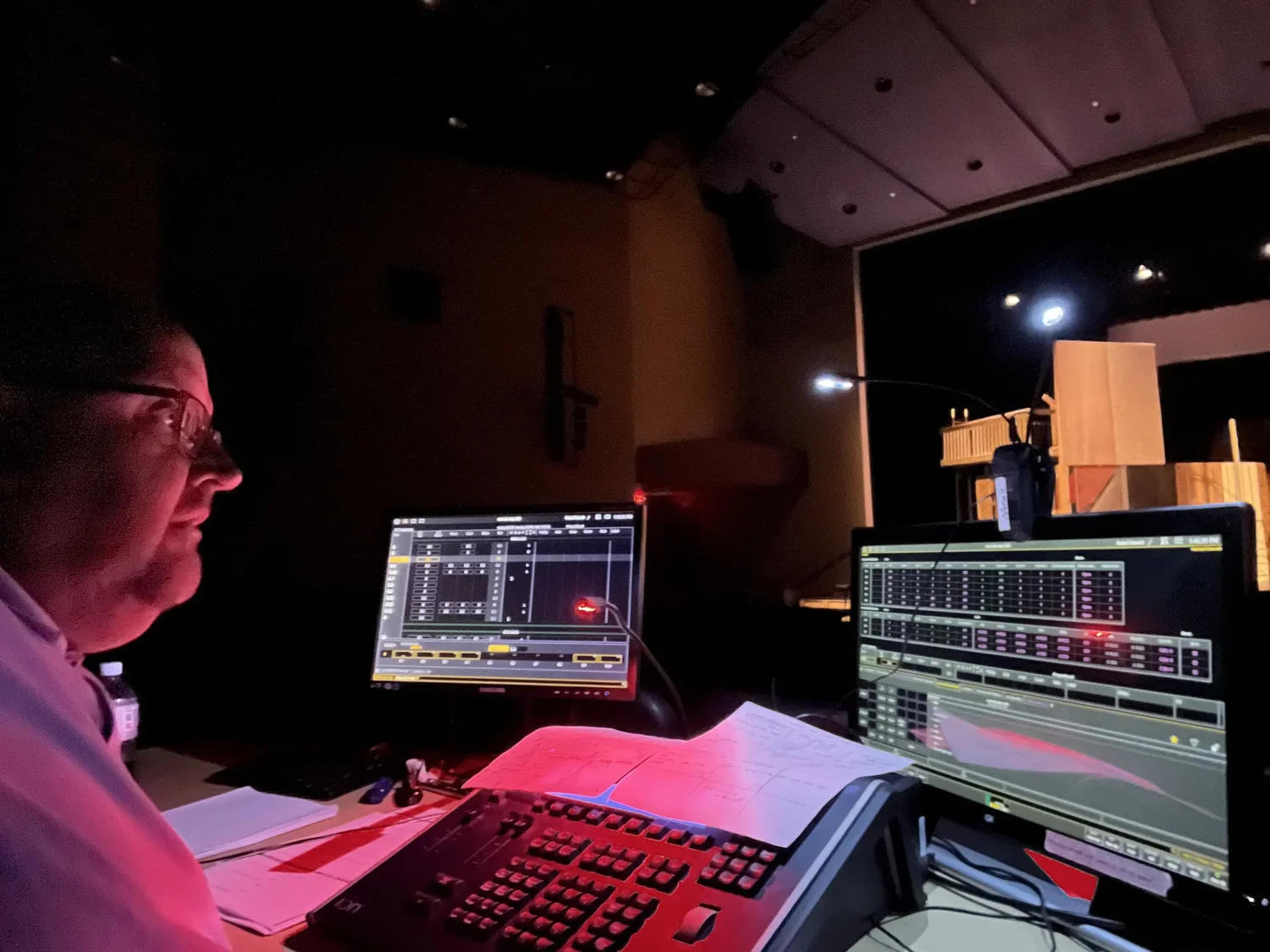 Bill Larsen at the lighting console during a production